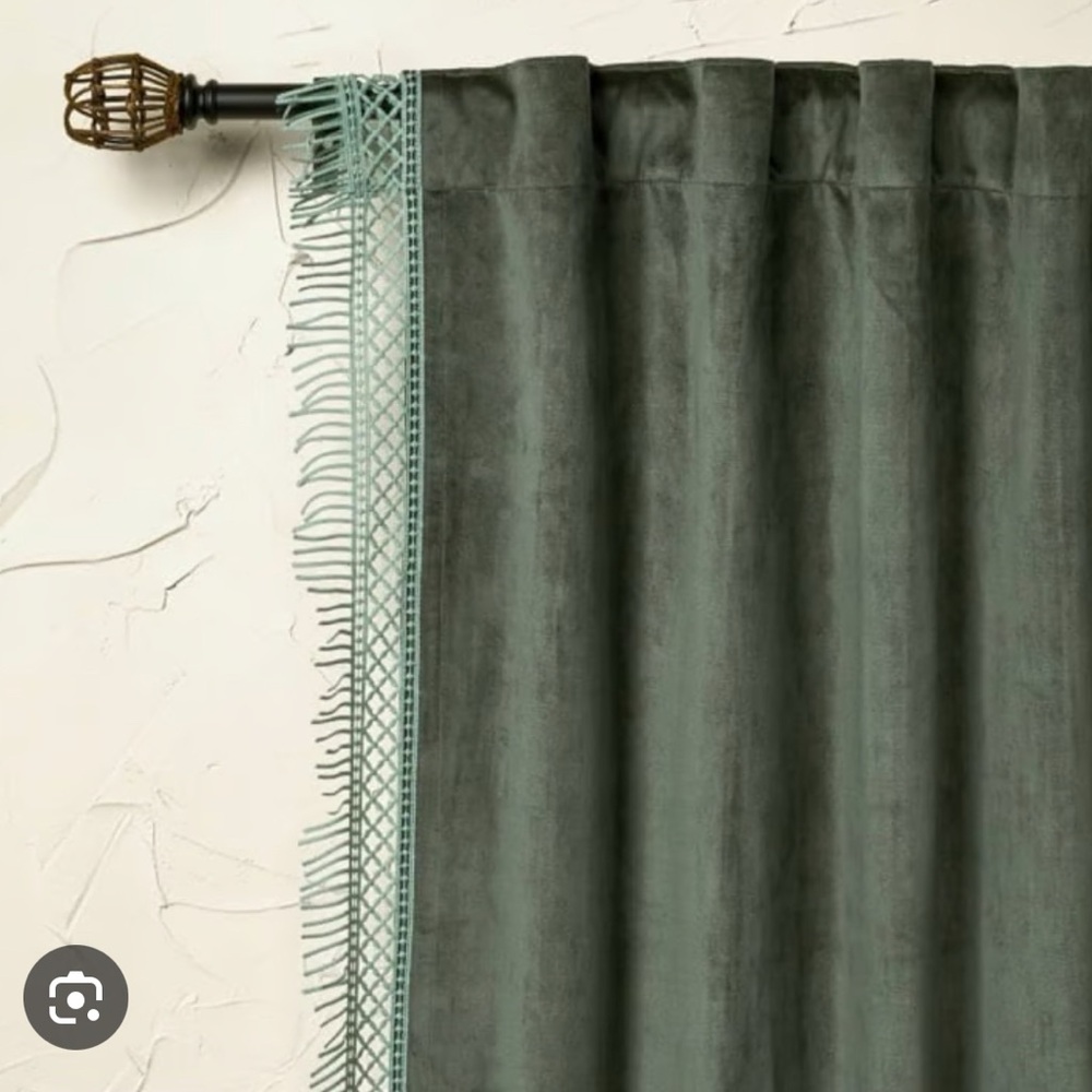 Opalhouse Teal Curtain with Fringe Detail